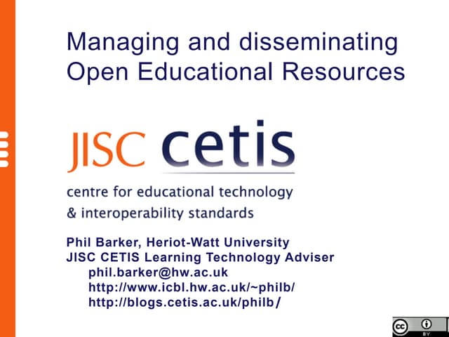 Managing and disseminating Open Educational Resources