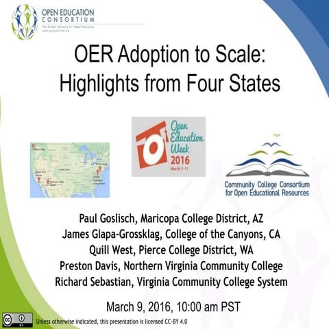 OER Adoption to Scale  - Highights from Four States