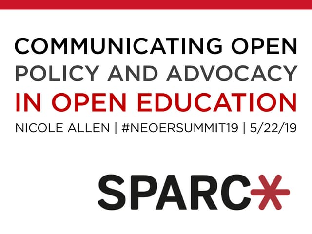 Policy and Advocacy in Open Education | #NESummit2019