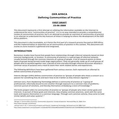 Defining Communities of Practice 