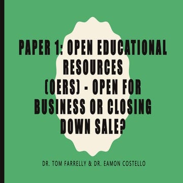 OERs - Open for Business or Closing or Down Sale?