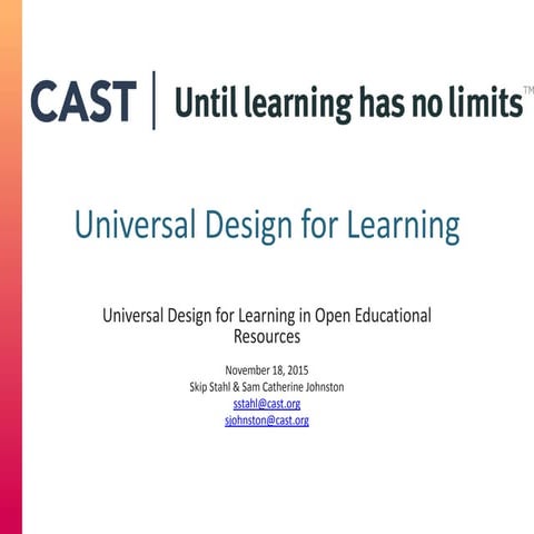 Universal Design for Learning in Open Educational Resources
