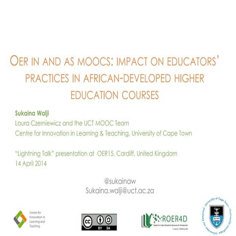 OER in and as MOOCs: impact on Educators’ practices in African-developed high...