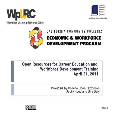 Use of OER in CTE and Workforce Development, April 21 2011