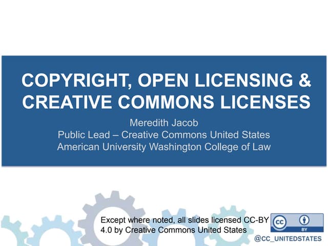Copyright, Creative Commons and OER in Higher Education - Practice and Policy