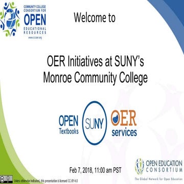 Oer Initiatives at SUNY'S Monroe Community College