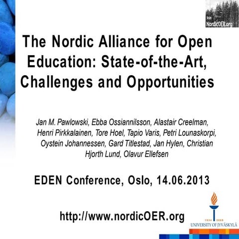 The Nordic Open Education Alliance at EDEN 2013