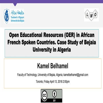 Open Educational Resources (OER) in African French Spoken Countries. Case Study of Bejaia University in Algeria