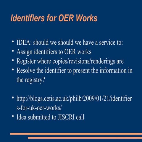 Identifiers for OER Works