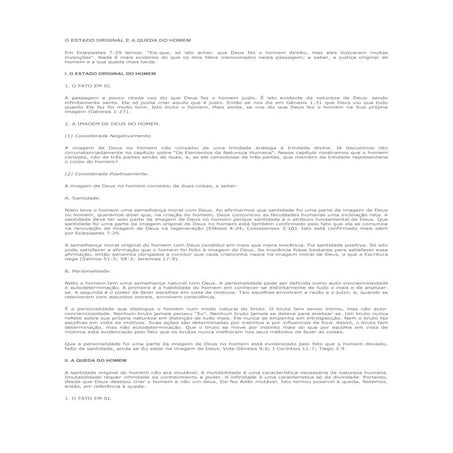 O estado original e a queda do homem