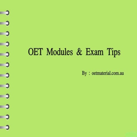 OET Modules and Exam Tips