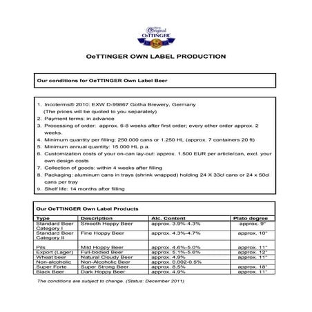 Oe Ttinger Own Label Production