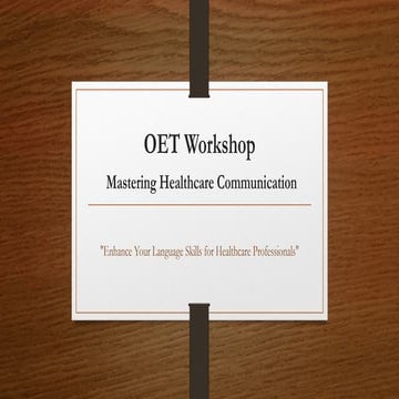 OET Workshop on Occupational English Test