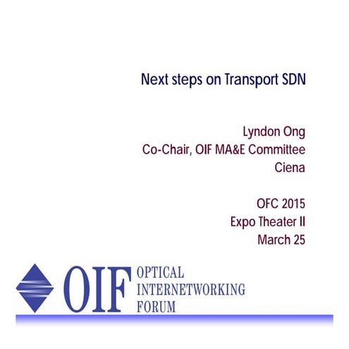 Next steps on Transport SDN - OIF Panel OFC 2015