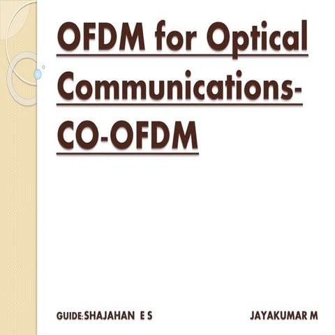 Ofdm for optical communications co ofdm