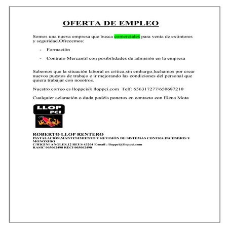 OFERTA DE EMPLEO