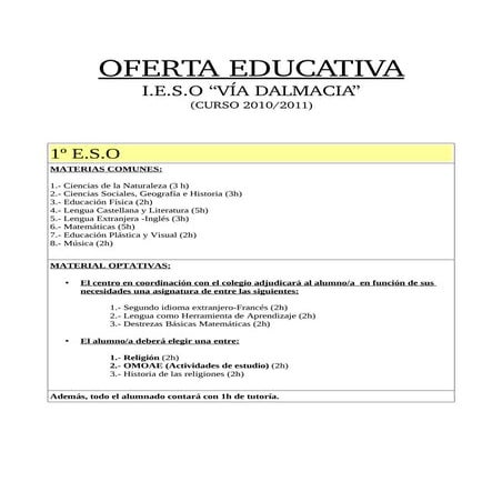 Oferta educativa curso 2010 2011