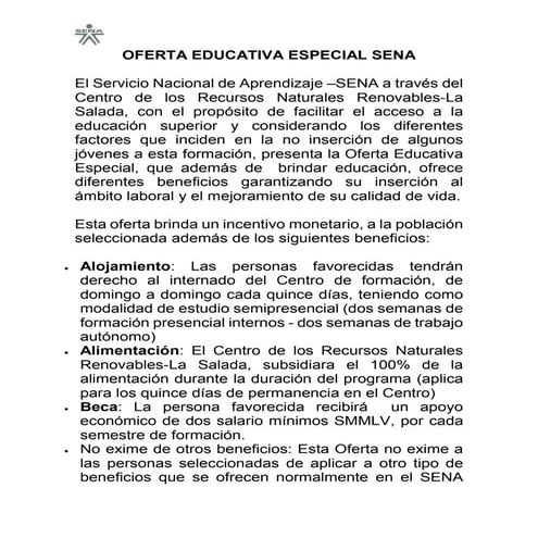 Oferta Educativa Especial SENA