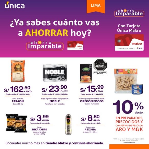 Ofertas con tarjeta unica makro lima PDF