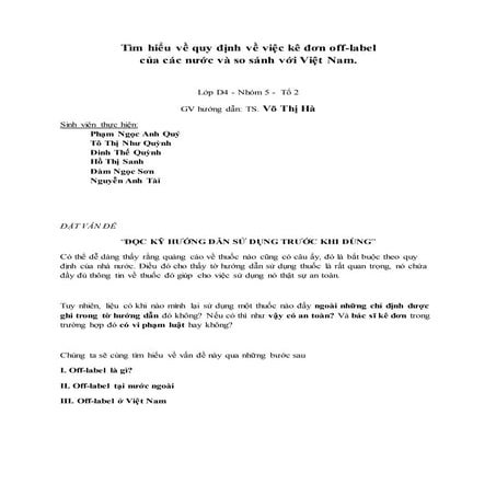 Tìm hiểu về quy định về việc kê đơn off-label  của các nước và so sánh với Vi...
