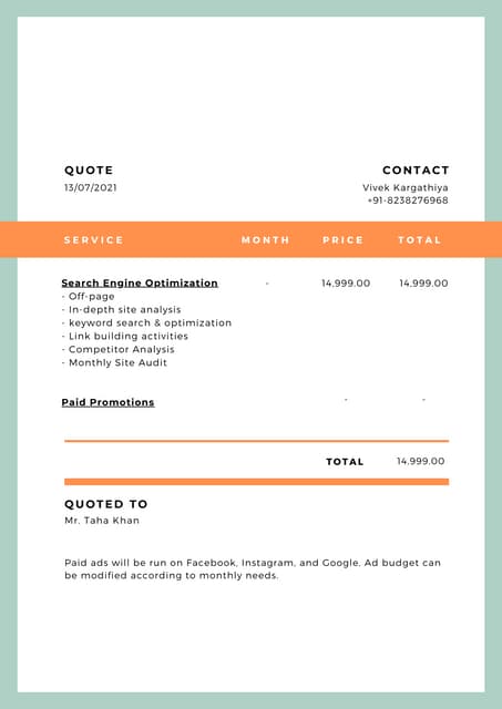 Off page seo proposal