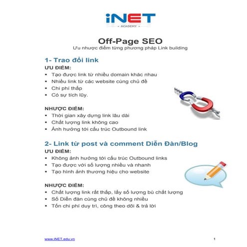 Off page seo uu nhuoc diem tung phuong phap Link Building