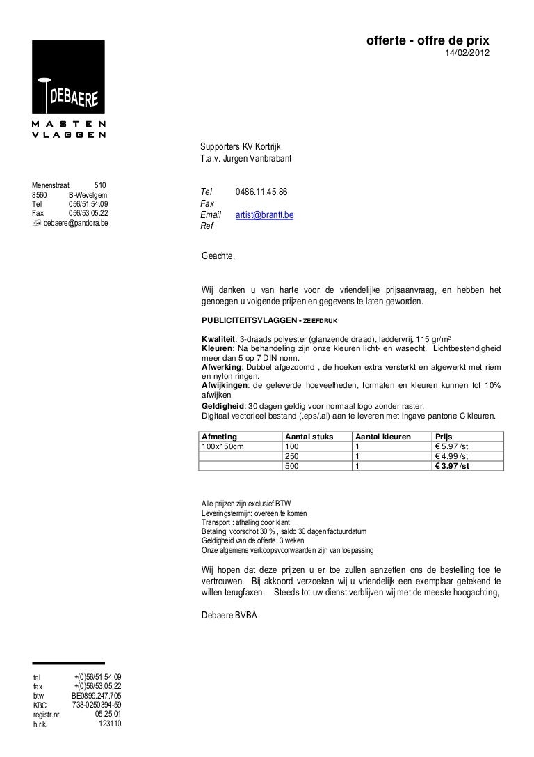 Offerte bedrijf Wevelgem