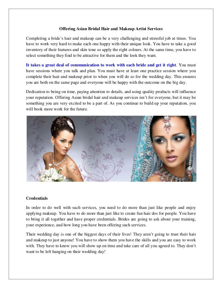 Offering Asian Bridal Hair And Makeup Artist Services