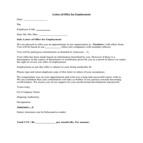 A p sample offer letter | DOC