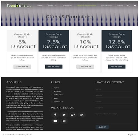 Offers and Promotions on apply for fresh Identity documents