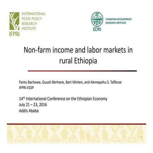 Non‐farm income and labor markets in rural Ethiopia