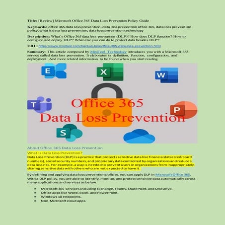 Office 365 data loss prevention
