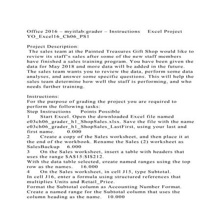Office 2016 – myitlabgrader – InstructionsExcel ProjectYO_Exce.docx
