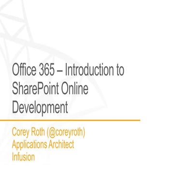 Office 365 - Introduction to SharePoint Online Development - Lync and Learn