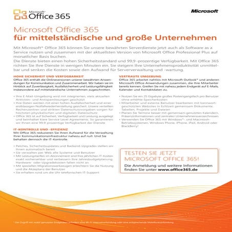 Microsoft Office 365 für mittelständische und große Unternehmen