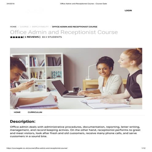 Office admin and receptionist course - course gate | PDF