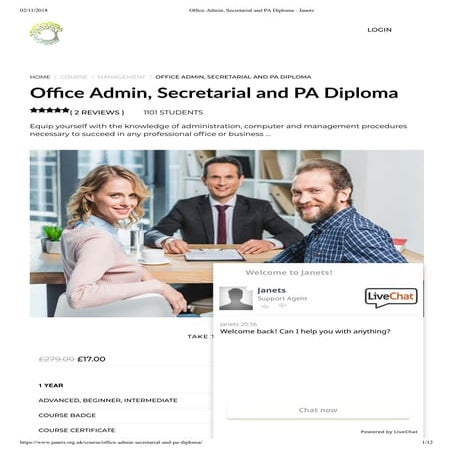 Office Admin, Secretarial and Pa Diploma - Janets