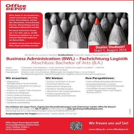 Office depot duales studium