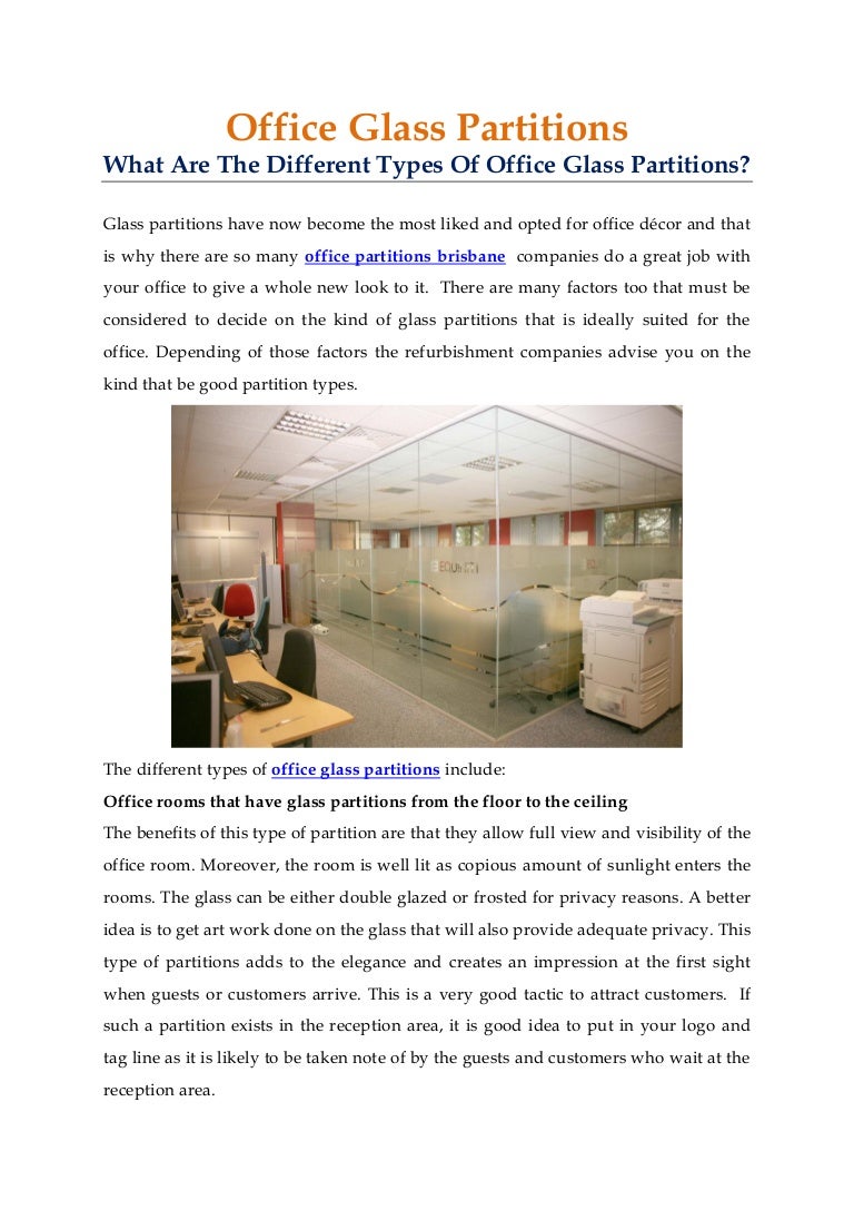 What Are The Different Types Of Office Glass Partitions