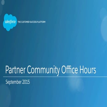 Partner Community Office Hours (September 2, 2015)