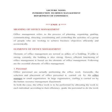 Office management - Bcom Syllabus