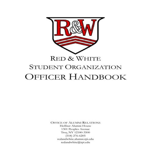 Red & White Student Organization - Officer Handbook