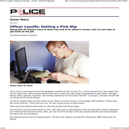 Officer Layoffs  Getting A Pink Slip   Article   Police Magazine