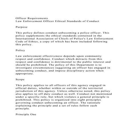 Officer RequirementsLaw Enforcement Officer Ethical Standards of.docx