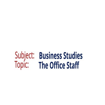 A PowerPoint Presentation on Office Stafff | PPTX
