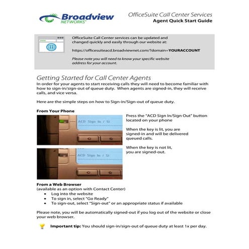 Broadview Call Center Agent Guide