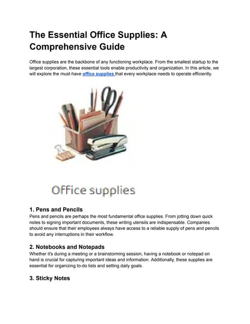 important office supplies