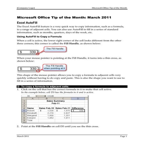 Using Microsoft Excel's AutoFill Feature