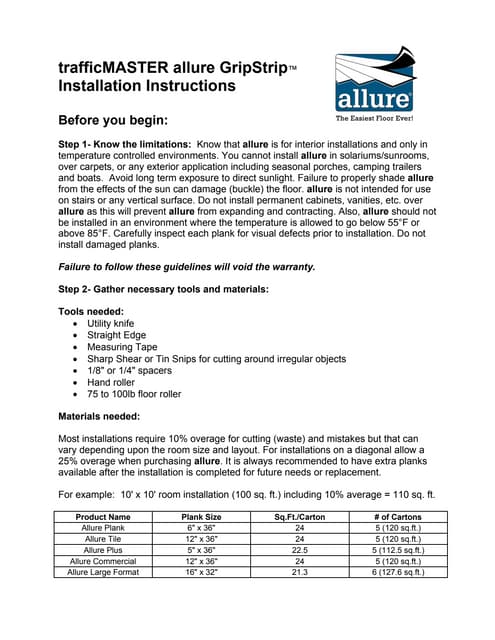 How To Install Allure Gripstrip Flooring Official Installation Inst