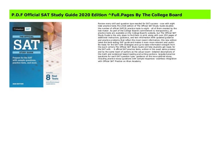 P.D.F Official SAT Study Guide 2020 Edition ^Full.Pages By The Colleg…